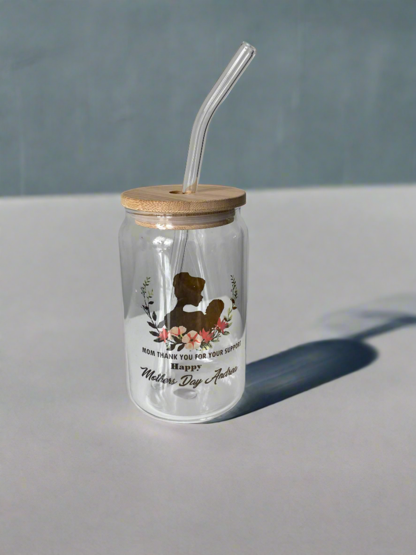 Custom Glass Cups with Lid and Straw