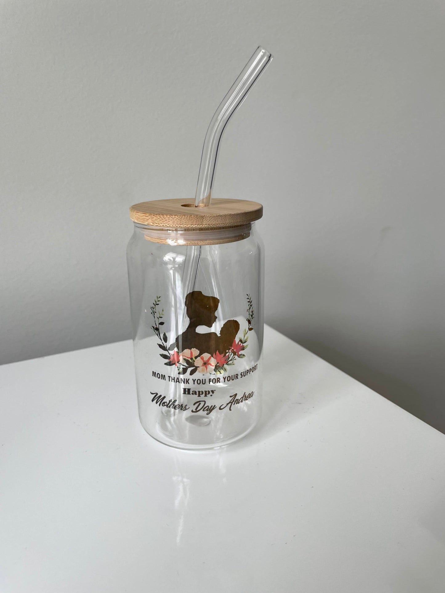 Custom Glass Cups with Lid and Straw